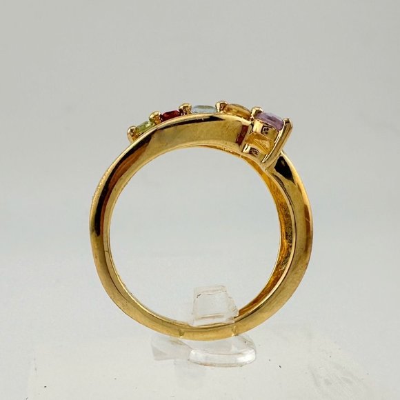 Mother's Multi-Gemstone Bypass Ring - Sterling Silver with 14kt Gold Overlay -7 - Picture 3 of 14